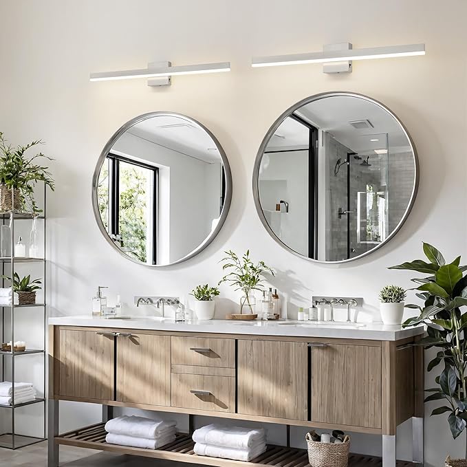 Nickel Bathroom Vanity Light 31.5 inch, 26W Dimmable 5CCT LED Bathroom Light Fixture Over Mirror Restroom-ETL Certificated