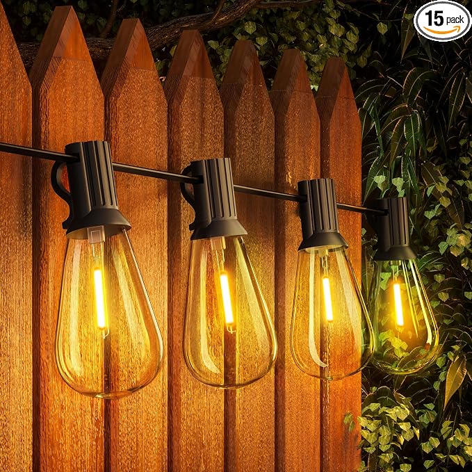 GPATIO 30ft Waterproof Patio Lights with 16 Dimmable Hanging Lights Globe ST38 Bulbs, 2700k Shatterproof Connectable for Backyard Gazebo Porch Garden Commercial Outside Decor