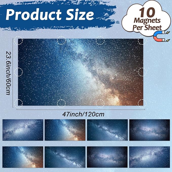 8 Pcs Fluorescent Light Covers with 80 Magnets Decorative for Classroom Ceiling Light 4 x 2 Feet Magnetic Light Covers Filter Easy Install for Office Hospitals & Home Drop Ceiling Supplies (Galaxy)