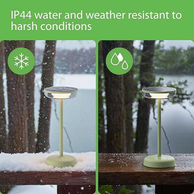 Cocktail Style Solar Table Lamp – Cordless LED Light with USB-C Charging, Dimmable Warm 2700K Glow, Weather Resistant for Indoor/Outdoor Use – Black, 1 Pack