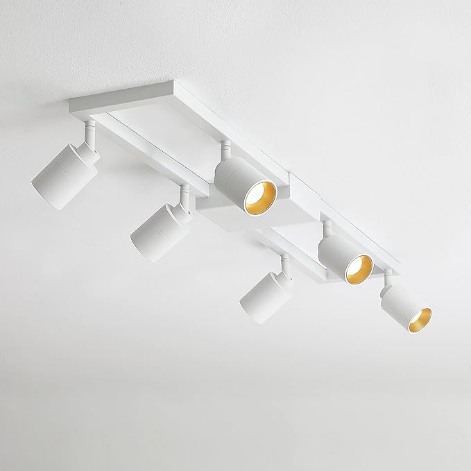 Shura - Square 6-Light White Integrated LED Ceiling Light w/Rotatable Heads, Adjustable Flush Mount Ceiling Light, 3000K, 2730 Lumens