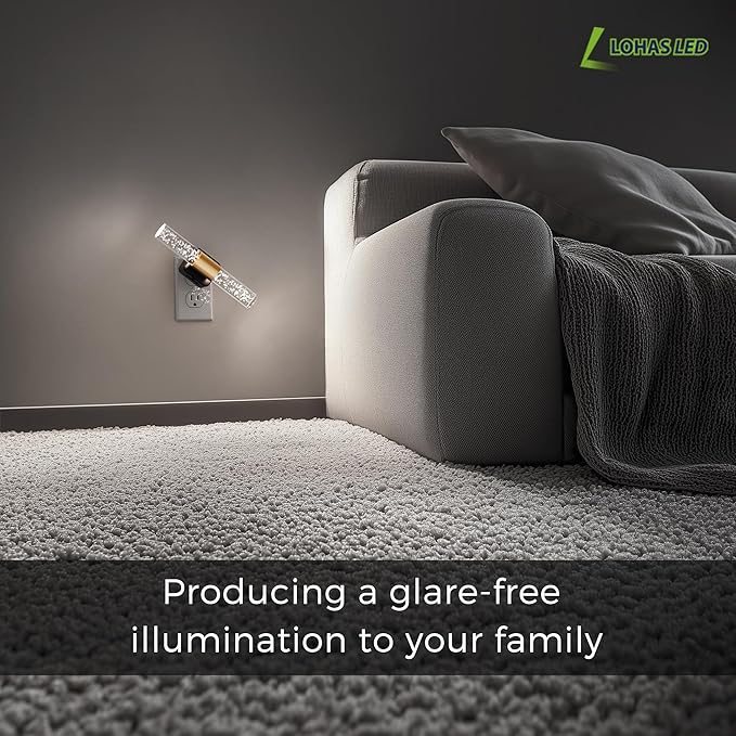 L LOHAS LED Bright Night Light, Night Lights Plug into Wall, 180° Rotating, Daylight White 5000K, Auto Light Sensor, Dimmable Nightlights for Bedroom Bathroom Hallway, 2 Pack