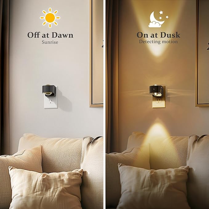 JandCase Night Lights Plug into Wall,0-150LM Super Bright Automatic Night Light with Dusk to Dawn, 180° Rotatable Plug in LED Nightlight Soft Warm for Halloween Decoration, Children Room,Party