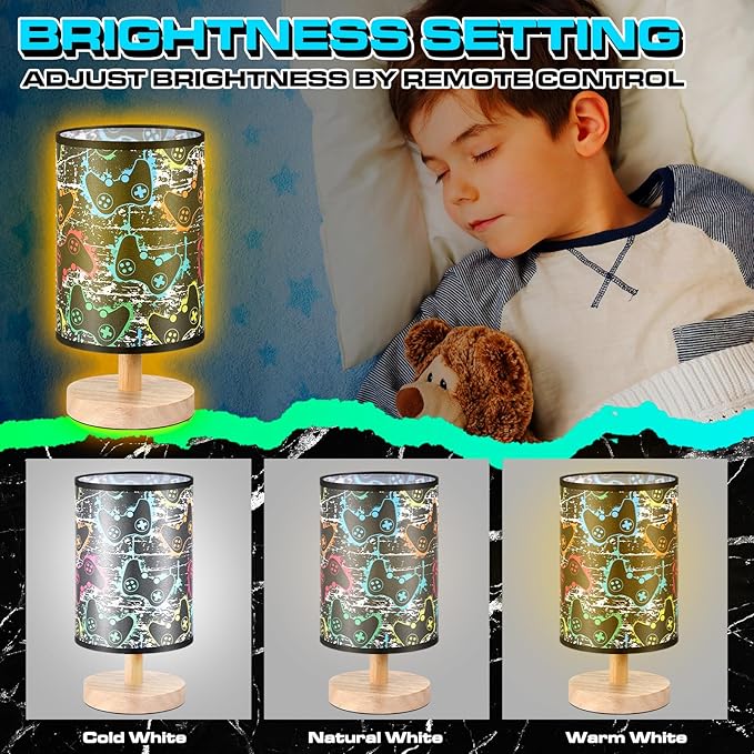 Glooglitter Video Game Table Lamp for Gifts 3 Colors Dimmable Lights 9.72 x 5.12 Inch Night Light Bedside DecLamps Oration for Bedroom Desk Birthday Gifts for Home Decor