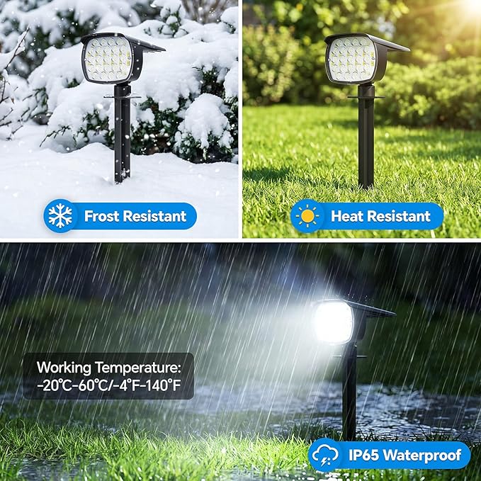 Solar Spot Lights Outdoor, 6 Pack 58 LED Solar Landscape Spotlights, Auto On/Off 3 Lighting Modes, 2-in-1 IP65 Waterproof Solar Landscape Lights for Yard Garden Pathway Tree