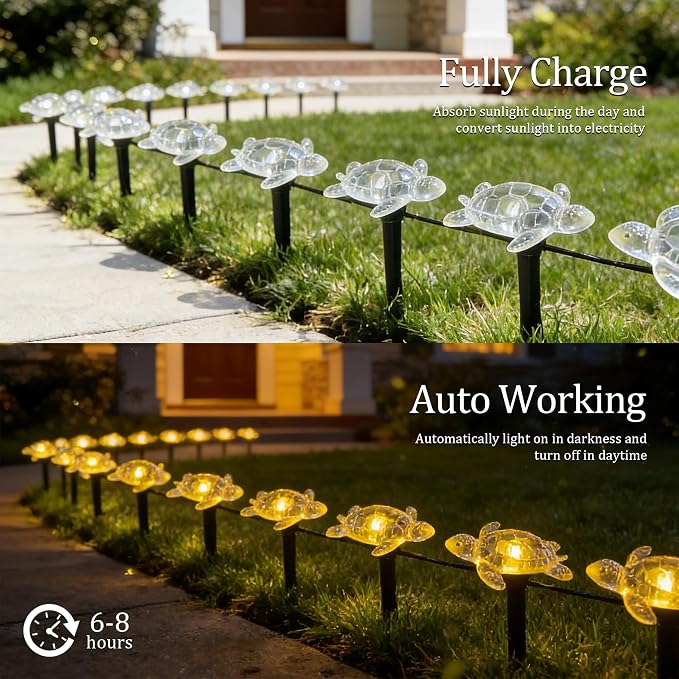 Solar Lights Outdoor, 30 LEDs Turtle String Light, 30 ft Waterproof Patio Landscape Lighting, Garden Decor for Yard, Warm White