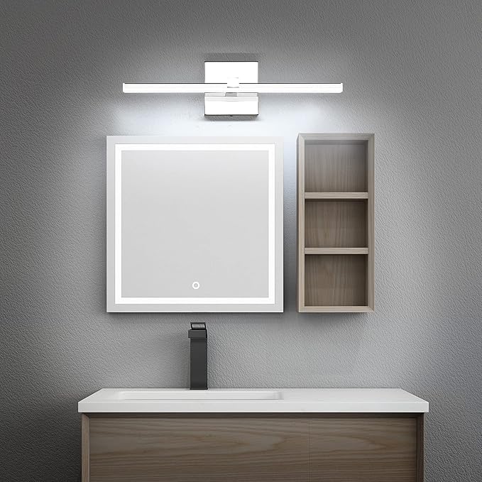 ZUZITO 18inch Bathroom Light Fixture Modern Chrome LED 14W Dimmable Vanity Lighting Fixtures Cool White Light 6000K