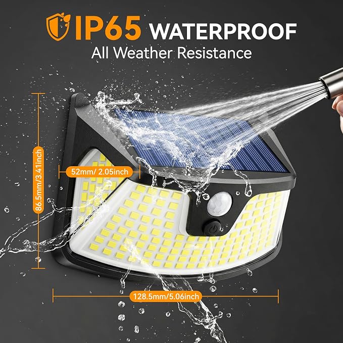 152LED Solar Motion Light Outdoor, 850LM Super Bright 3-Mode Motion Sensor Light, IP65 Waterproof, 270° Wide-Angle Security Light, Solar Powered Flood Lamp for Garden, Wall, Fence, and Garage (2 Pack)