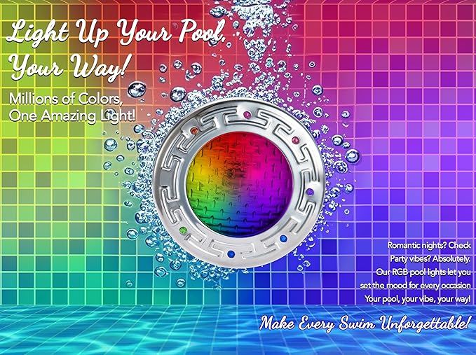 PN04DC Inground Pool/Spa Lighting System RGBW Color Change 6 Inch 50W LED, Remote/APP Control, 120V AC, 100 Feet Cord, UL Listed Transformer Included