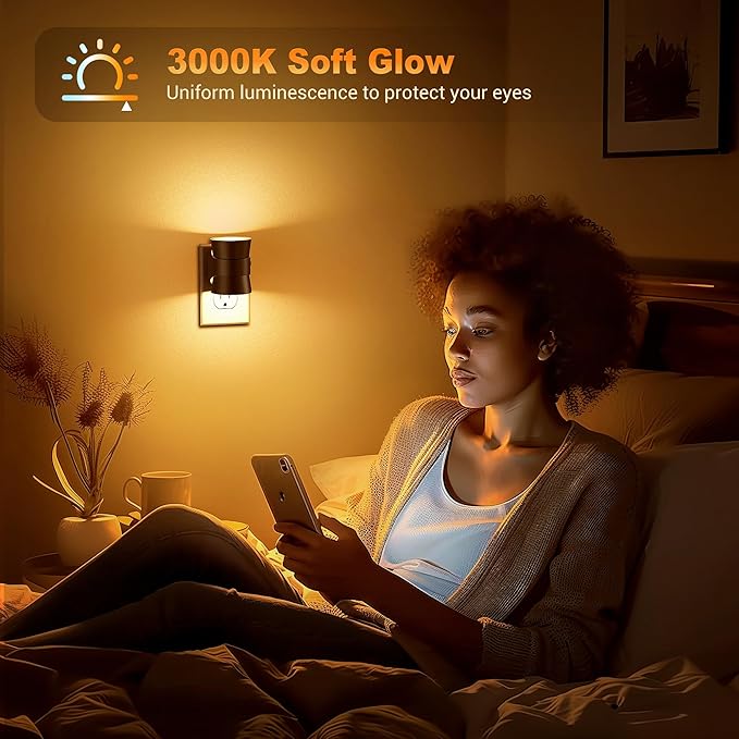 JandCase Night Light, Night Lights Plug Into Wall with 3 Color Temperatures, 2 Pack Dusk to Dawn Sensor Dimmable Nightlight, 3CCT (3000K/4000K/5000K) Adjustable LED Night Light for Bathroom Hallway