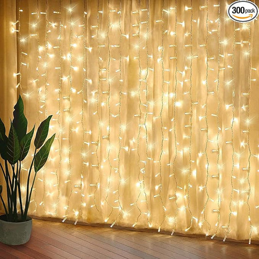 Curtain Lights, Upgrade LED Window Fairy Lights 8 Lighting Modes, Window Icicle Xmas String Lights for Wall Decor