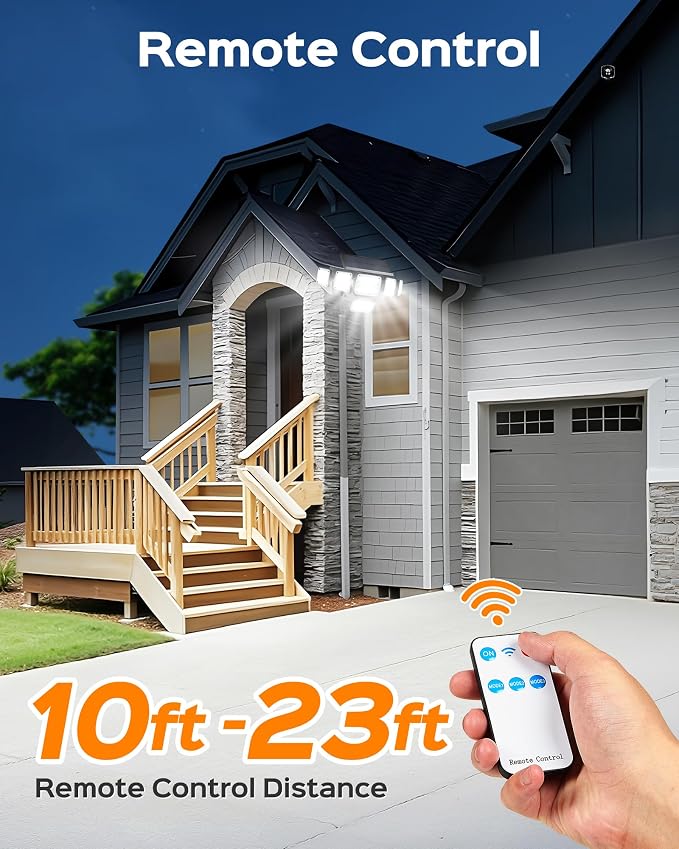 Motion Sensor Outdoor Lights with Flexible Octopus Tripod,5000LM 336LED Security Flood Lights with Remote Control, 360°Wide Angle, 6 Heads Solar Lights Outdoor Waterproof for Yard Patio Garage(2pack)