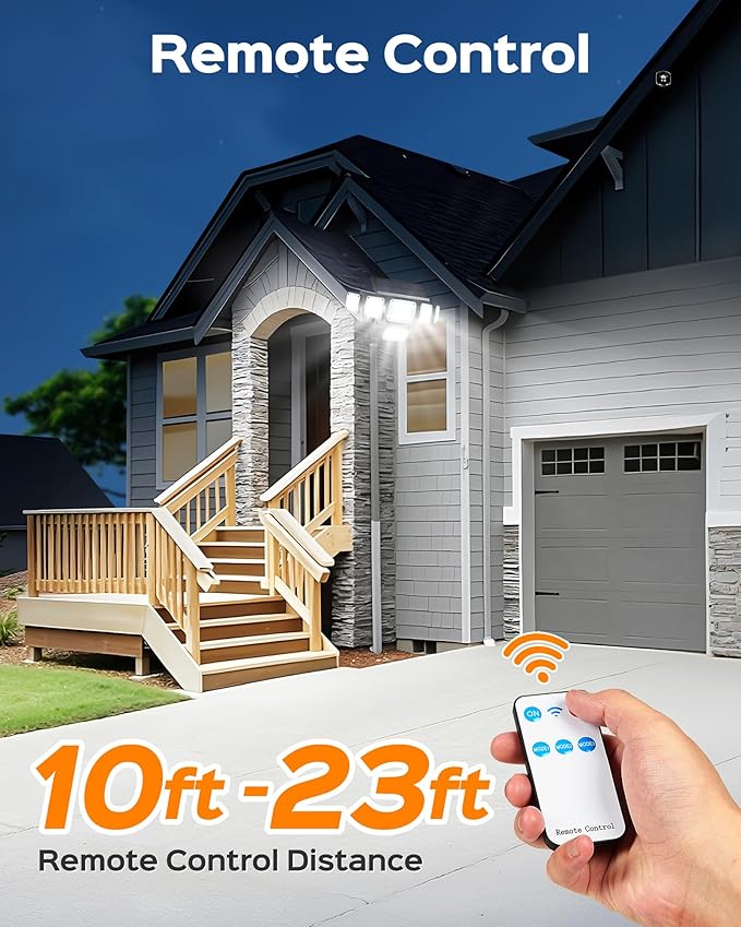Motion Sensor Outdoor Lights with Flexible Octopus Tripod , 5000LM 336LED Security Flood Lights with Remote Control, 360°Wide Angle, 6 Heads Solar Lights Outdoor Waterproof for Yard Patio Garage