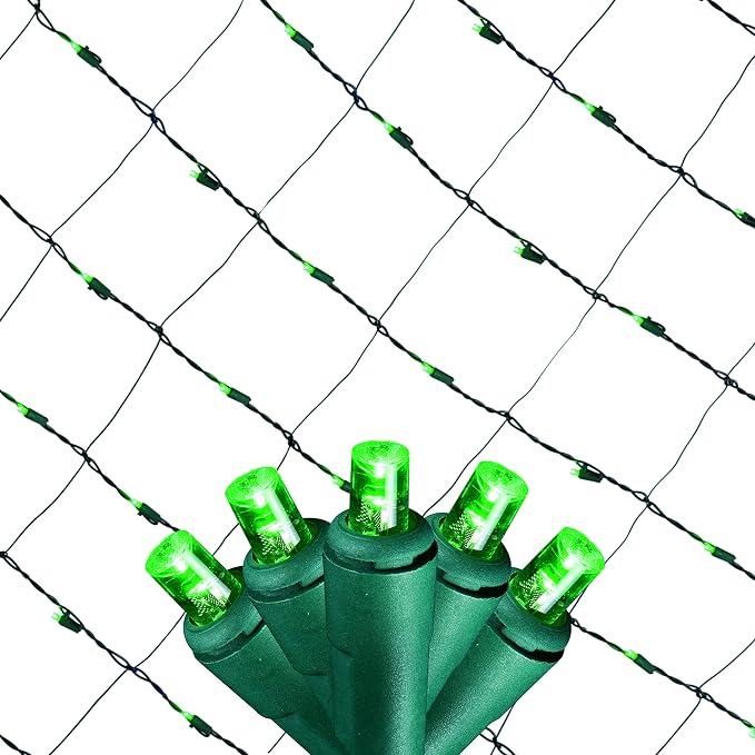 Christmas Light Net – 150 LED Green Mesh Lights - 4 ft x 6 ft – Outdoor/Indoor – Net Lights for Bushes, Hedges or Trees