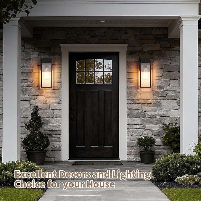 15'' Black Outdoor Front Porch Lights for Outside, Large Exterior Lighting Fixtures Wall Mount for House, Wall Sconce Lamp, Waterproof Lantern Coach Lights for Garage, Entryway,Yard