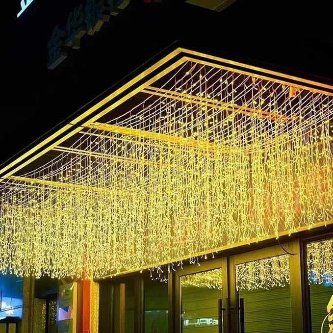 LED Icicle Christmas Lights, 16.4FT 168 LEDs 8 Modes Extendable Eaves Short Curtain Twinkle Dangling Fairy String Lights for Indoor Party Wedding Outdoor Decorations, Warm White, 5M08