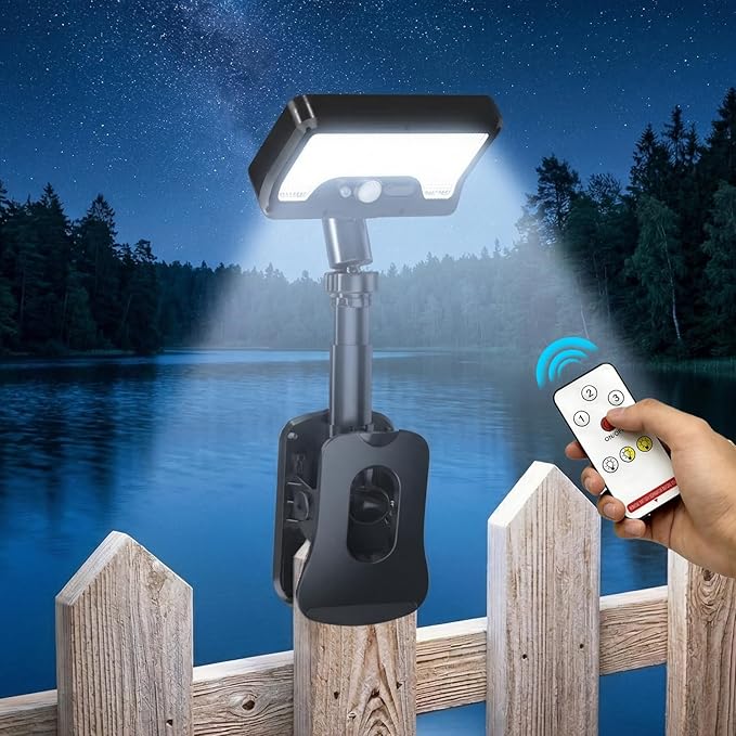 Clip On Solar Lights Outdoor with Motion Sensor, 3 Modes Solar Fence Lights with 3CCT, Adjustable Angle, USB Solar Powered, IP65 Waterproof Motion Sensor Outdoor Lights for Yard, Deck, Gutter(Black)
