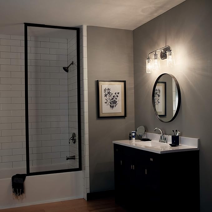 KICHLER Braelyn 24" 3 Light Vanity Light with Clear Seeded Glass Chrome
