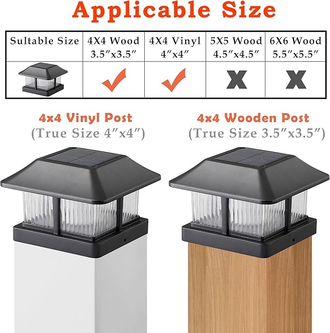 Dynaming 4x4 Solar Flame Post Cap Lights Outdoor, Solar Powered Fence Post Light, Flickering Flame LED Lantern Lamps Waterproof for Garden Deck Patio, Fit Wooden/Vinyl Posts, 12 Pack