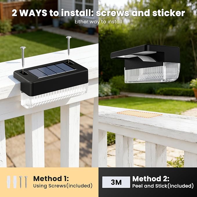 Solar Deck Lights Outdoor 24 Packs, Solar Powered LED Step Lights Waterproof Outdoor for Deck, Step, Fence, Wall, Patio, Yard, Pool, Pathway and Stairs (Warm White)