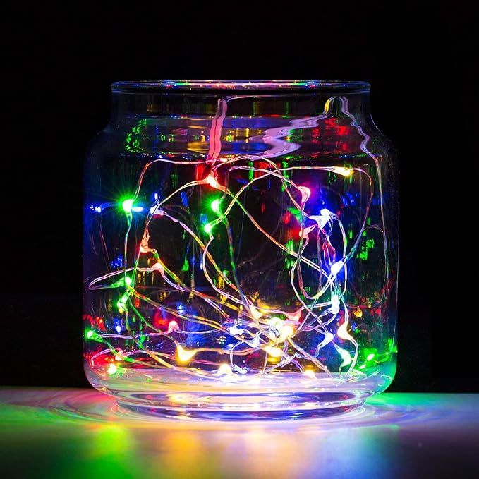 6 Pack LED Fairy Lights Battery Operated 20FT 60 LEDs Silver Wire String Lights Twinkle Lights Starry Fairy Lights for Bedroom Christmas Wedding Party Indoor Outdoor Decorations, Multicolor