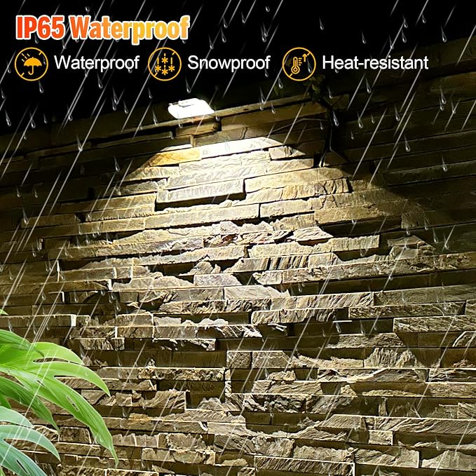 Yivsen Solar Fence Lights, Warm White & RGB Fence Lights Outdoor Step Lights Outdoor Waterproof LED Solar Lighting for Outside, Backyard, Patio, Deck, Stair Handrail, Pool and Wall(12 Pack,Black)