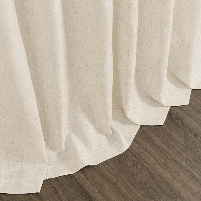 Nanspring Birch Beige Linen Curtains 84 Inches Long for Living Room Light Filtering Semi Sheer Curtain Back Tab Modern Farmhouse Decor Elegant Luxury Coastal Drapes for Bedroom Office 52x84,2 Panels