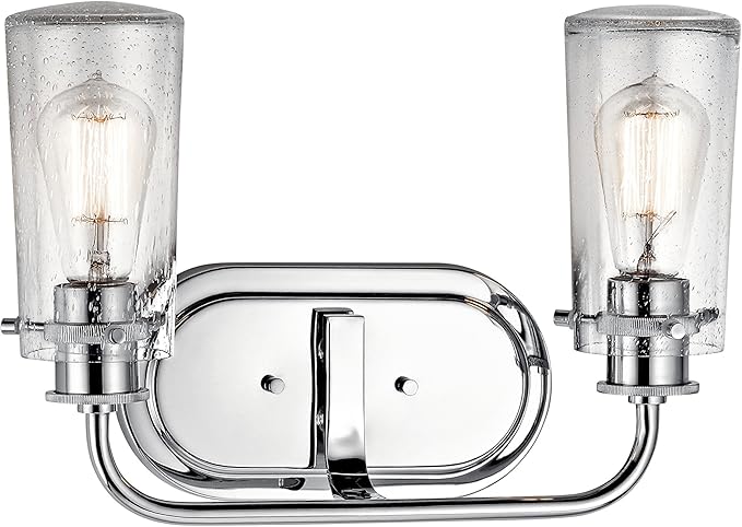 KICHLER Braelyn 14.75" 2 Light Vanity Light with Clear Seeded Glass Chrome