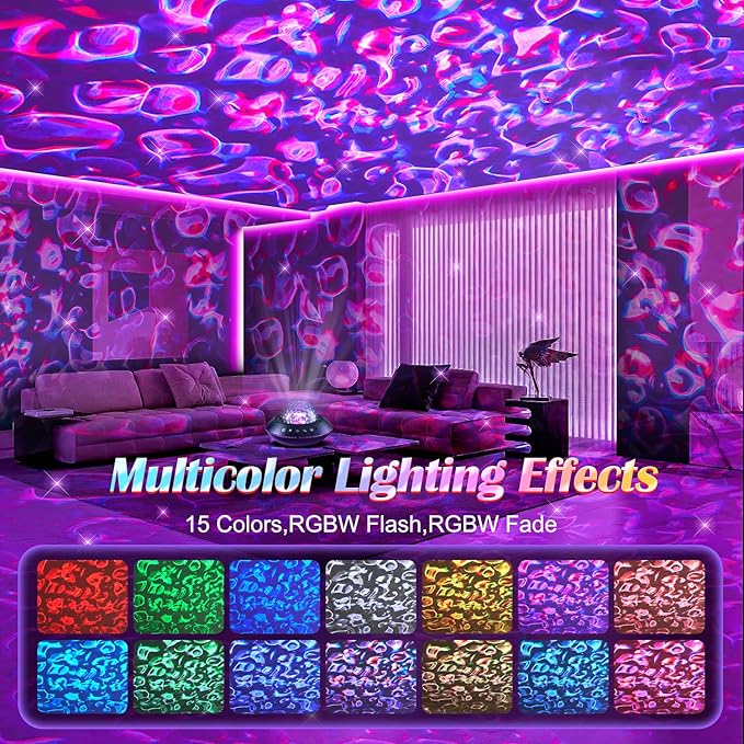 PIKOY Galaxy Projector for Bedroom, White Noises & Bluetooth Night Light Projector,360° Full Coverage Ceiling Projector Galaxy Light Projector,Remote Timer Night Sky Projector Ocean Light Projector