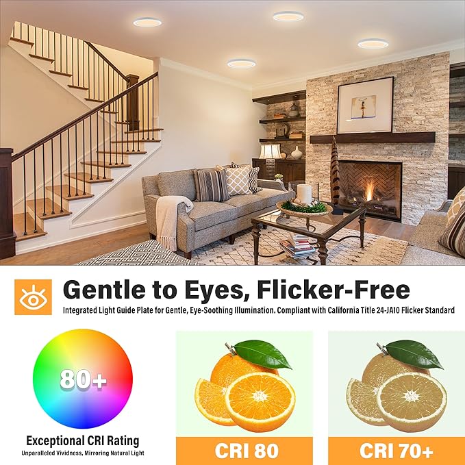 ETL 7 inch Small LED Flush Mount Ceiling Light Dimmable,Ultra Slim Round Flat Ceiling Lights 5CCT-2700K/3000K/3500K/4000K/5000K,Modern Ceiling Lamp for Closet,Kitchen,Bathroom 8 Pack(White)