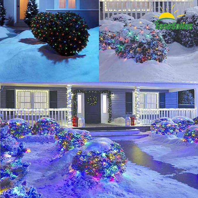 2 PACK Battery Net Lights - Outdoor Waterproof Garden Light, 200 LED Tree String Light with 8 Modes, Mesh Curtain Lights for Garden Patio Yard Christmas Party Tree and Holiday Decor( Multi Color)