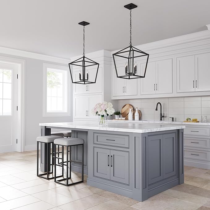 ML Lighting 3244-MB Four Light Pendant, Black