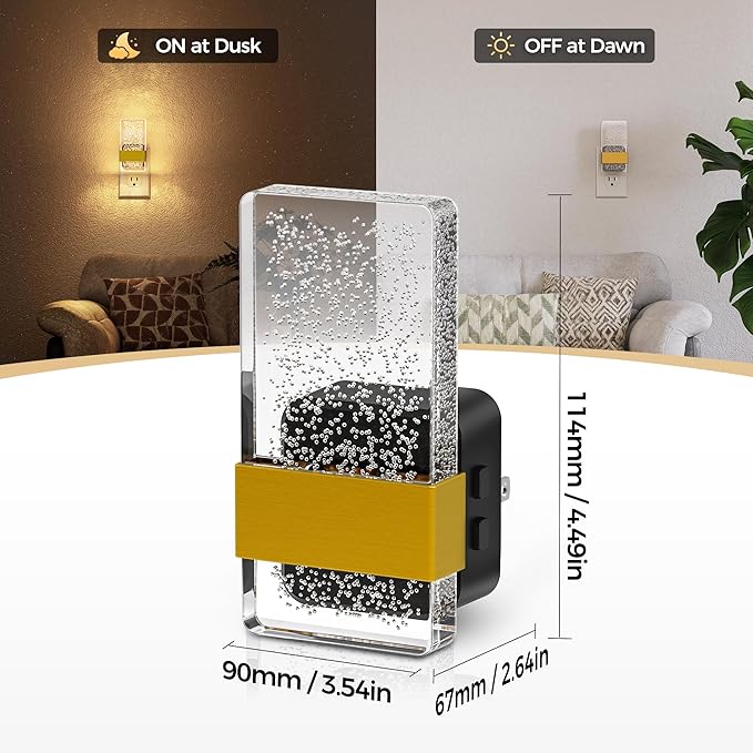 DORESshop LED Night Lights Plug into Wall, 3 Level Dimmable Night Light, Bubble Decorative Nightlight, Dusk to Dawn Sensor, Wall Sconce-Style Design Nightlights for Bathroom, Hallway, 3CCT
