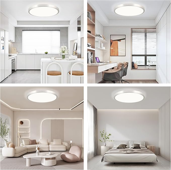 LED Flush Mount 13 Inch Ceiling Lights Fixture with Remote Control,Ceiling Lights Round,Dimmable 24W 2500LM 3000K-6500K Light Color Adjustable, Modern Ceiling Lamp for Kitchen Bedroom