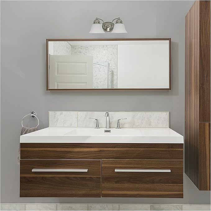 Nuvo 60/320 Ballerina 2-Light Wall and Vanity Fixture, 18-Inches, Brushed Nickel Finish with Alabaster Glass Shades