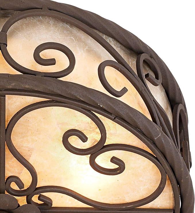 John Timberland Natural Mica Collection Farmhouse Rustic Ceiling Light Flush Mount Fixture 12" Wide Dark Walnut Drum Shade for Bedroom Hallway Living Room Dining Room Bathroom Kitchen