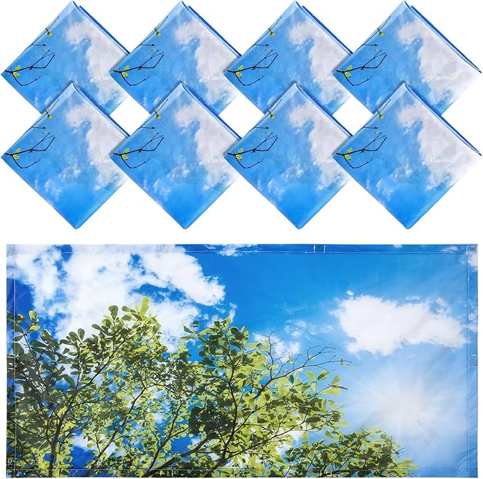 Patelai 8 Pack Fluorescent Light Covers for Classroom Ceiling 4 x 2 Feet Magnetic Light Covers Filter for Office School Drop Ceiling Supplies(Sky and Tree)