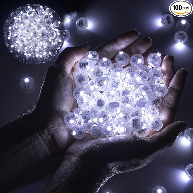 100pcs Balloon Lights Mini Led Lights Round Long Standby Time Ball Lighting Paper Lantern Balloons Lighting for Birthday Party Christmas Halloween Decoration Cold White