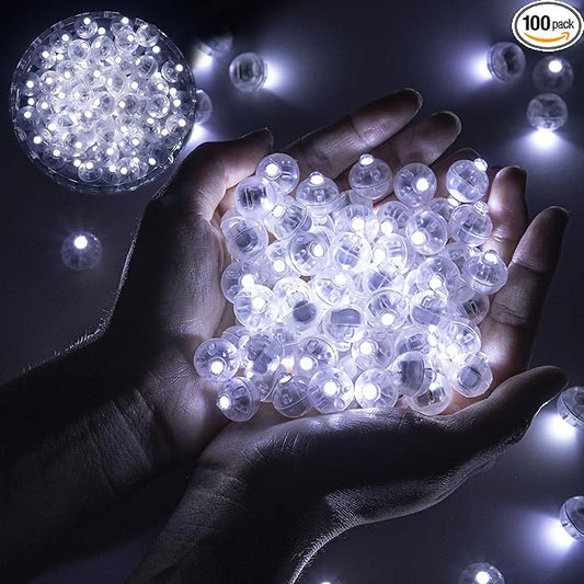 100pcs Balloon Lights Mini Led Lights Round Long Standby Time Ball Lighting Paper Lantern Balloons Lighting for Birthday Party Christmas Halloween Decoration Cold White