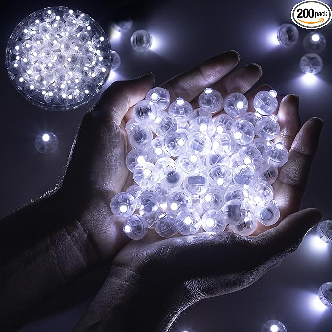 200pcs Balloon Lights Cool White Mini LED Lights Round Long Standby Time Multicolor Ball Lamps for Birthday Party Christmas Halloween Decoration