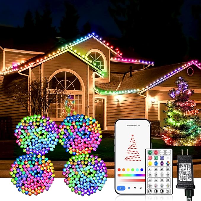 Smart Multicolor Changing Christmas Lights, 262ft 800 RGB LEDs WiFi App Control Fairy Light RGB Dimmable Christmas Tree Lights Compatible with Alexa,IP65 Waterproof(2.4GHz)