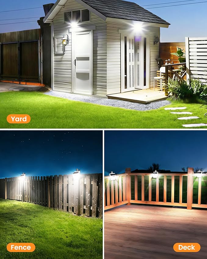 Clip On Solar Lights Outdoor,Motion Sensor Outdoor Lights, 72LEDs 600LM Clip on Solar Fence Lights Outdoor Waterproof LED,Solar Lights for Wall Fence,Deck, Gutter,Camping(4, White)