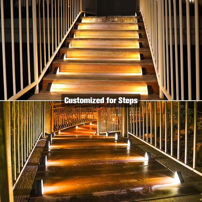 VOLISUN Solar Step Lights for Outside, Solar Stair Lights Outdoor Waterproof IP67, LED Outdoor Step Light, 80 Lumen, Deck Light for Outside, Front Porch and Patio(Black,6 Pack)