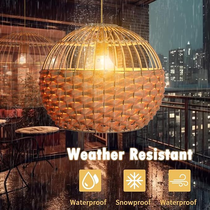 Outdoor Chandelier Solar Pendant Light Outdoor Hanging Lantern Solar Outdoor Chandelier with Remote Dimmable for Porch Patio Gazebo Garden Yard Decoration Nature