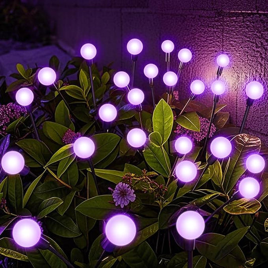 NBQQ Solar Garden Lights Outdoor, Waterproof Solar Powered Lights for Yard Pathway Patio, Swaying Lawn Decor as Gardening Gifts for Women Holiday (Purple, 4 Pack)