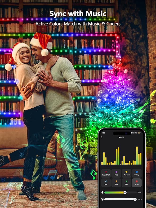 BrizLabs Smart July 4th Fairy Lights, 33ft 100 LED Red White Blue Fairy Lights Work with Alexa & Google Home, Color Changing Xmas Light Dimmable Twinkle Lighting Green Wire for Xmas Halloween Party
