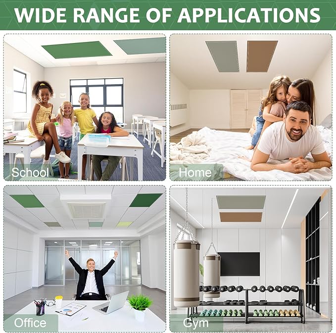 QOUBAI 6PCS Fluorescent Light Covers, 4 x 2 Feet Magnetic Light Cover Fluorescent Lights Shade Panel Positive Inspirational Ceiling Lights Filters for Office Classroom Home Drop Ceiling Sage Green