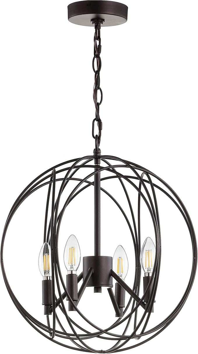 SAFAVIEH PND4055A Cason Adjustable Dark Grey 4-Light (LED Bulbs Included) Pendant