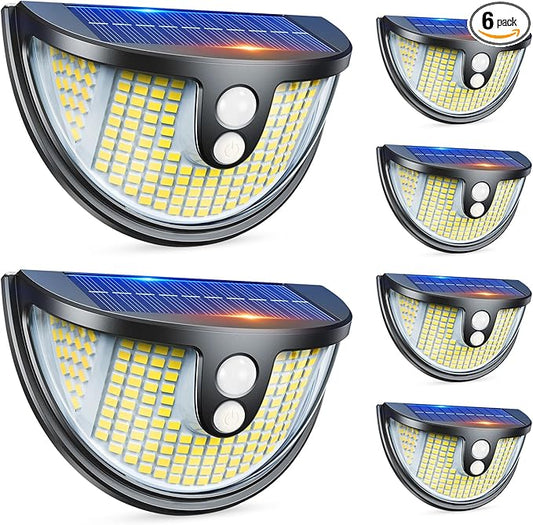 Solar Motion Sensor Lights Outdoor, 151 LED Super Bright Solar Lights 270° Angle,Wireless Security Wall Light with 2 Lighting Modes, IP65 Waterproof Solar Powered Fence Lights for Patio,Yard,Walkway