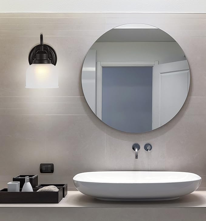 JONATHAN Y 5.75" Oil Rubbed Bronze Modern Bathroom Vanity Light, 1-Light LED Wall Sconce, Clear Glass Bell Shade for Mirror Hallway Kitchen, ETL Listed, LED Bulb Included (JYL7407C)